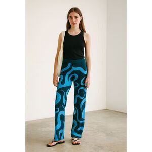 Paloma Wool Made in Spain Green Blue Pattern Pants Trousers  Women's Size Small